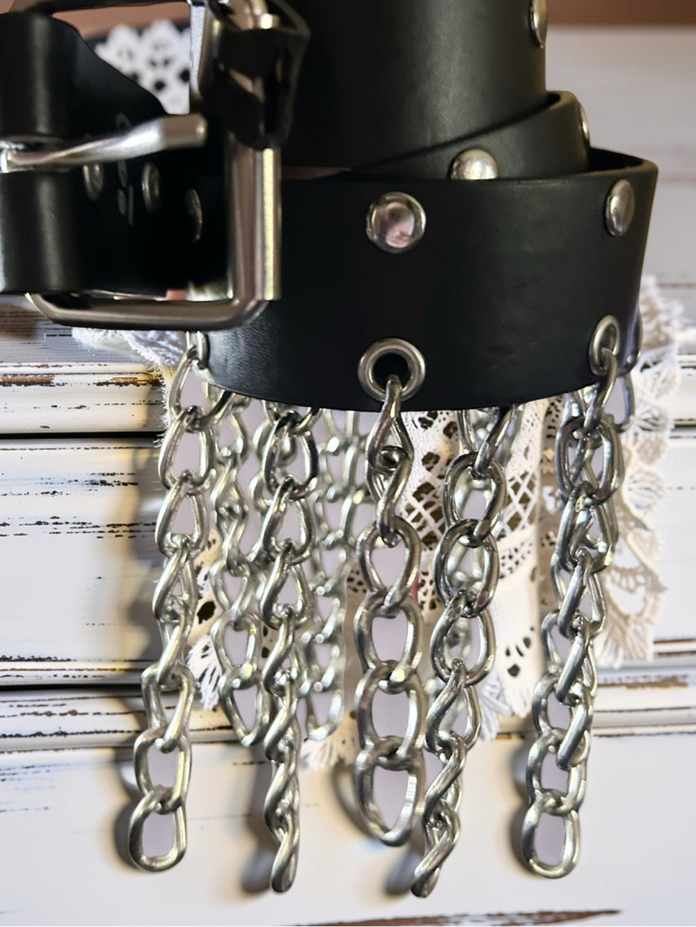 Hot Topic Black Hanging Chain Belt Womens Size Large Brand New Without Tag